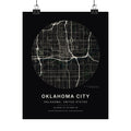 Oklahoma City, Oklahoma City Map Print — Noir Black Street Map Wall Art
