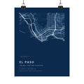 El Paso, Texas City Map Print — Blueprint Navy Street Map Wall Art