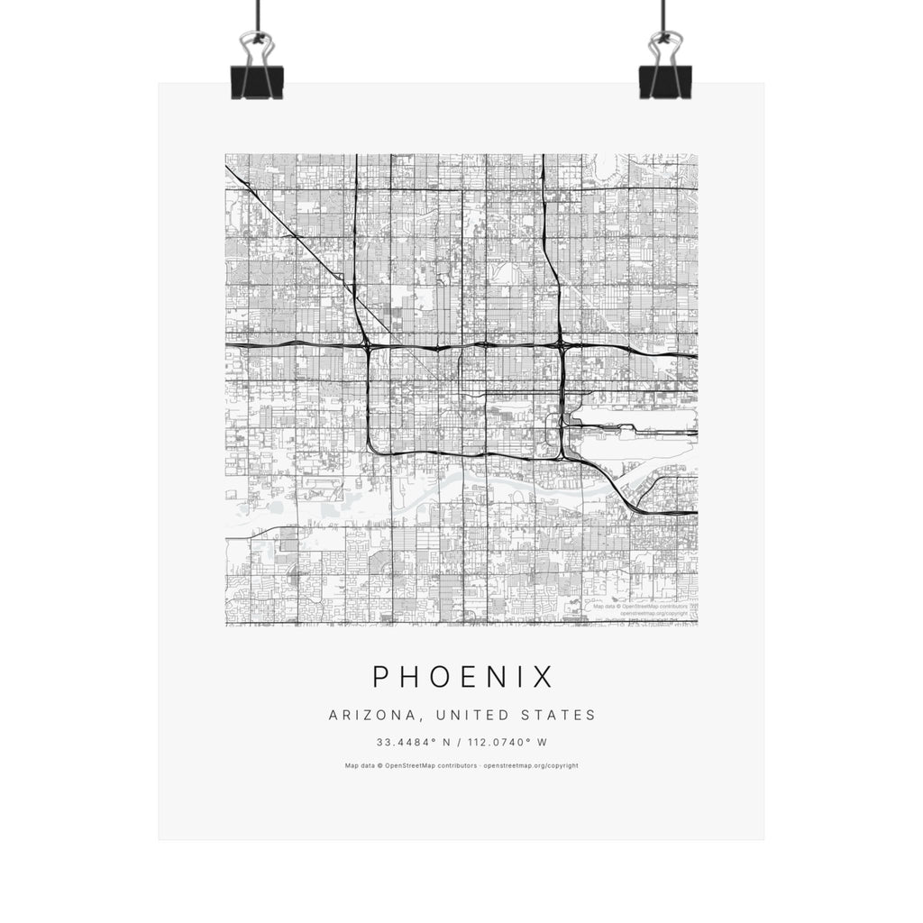 Phoenix, Arizona City Map Print — Minimalist Street Map Wall Art