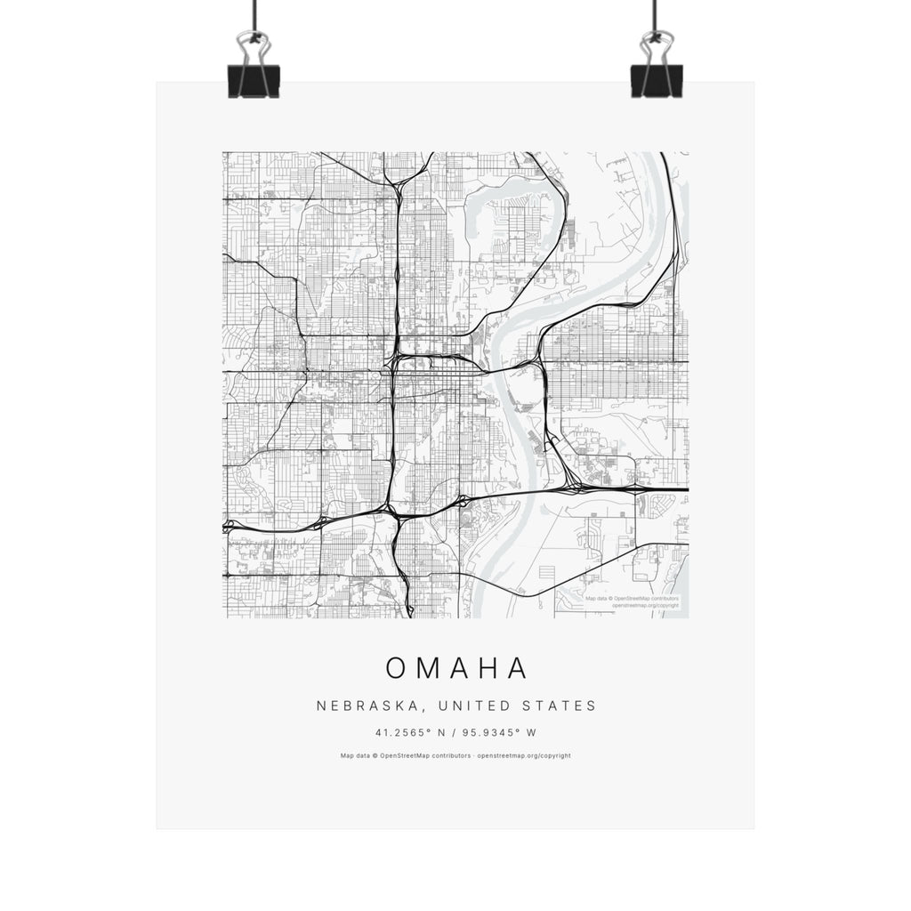 Omaha, Nebraska City Map Print — Minimalist Street Map Wall Art
