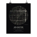 Arlington, Texas City Map Print — Noir Black Street Map Wall Art