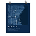 Milwaukee, Wisconsin City Map Print — Blueprint Navy Street Map Wall Art