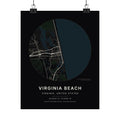 Virginia Beach, Virginia City Map Print — Noir Black Street Map Wall Art