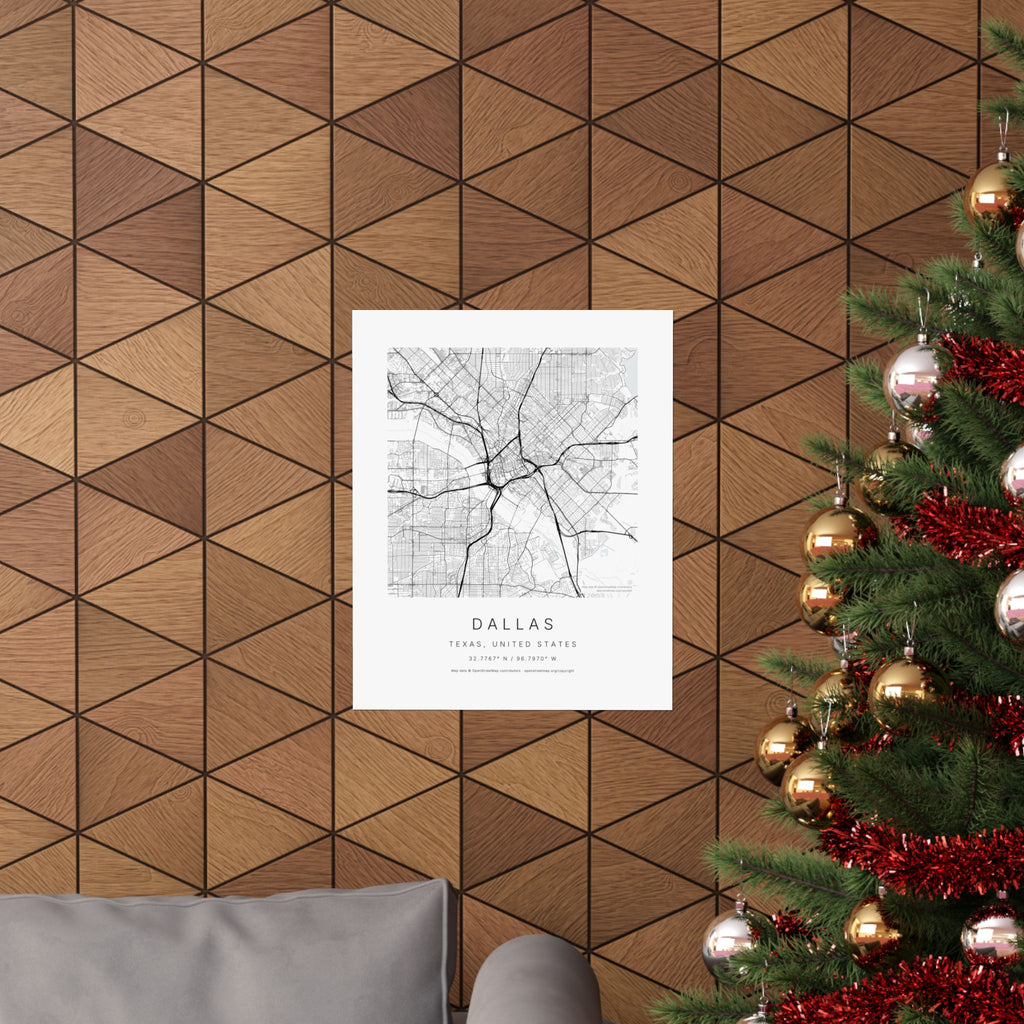 Dallas, Texas City Map Print — Minimalist Street Map Wall Art