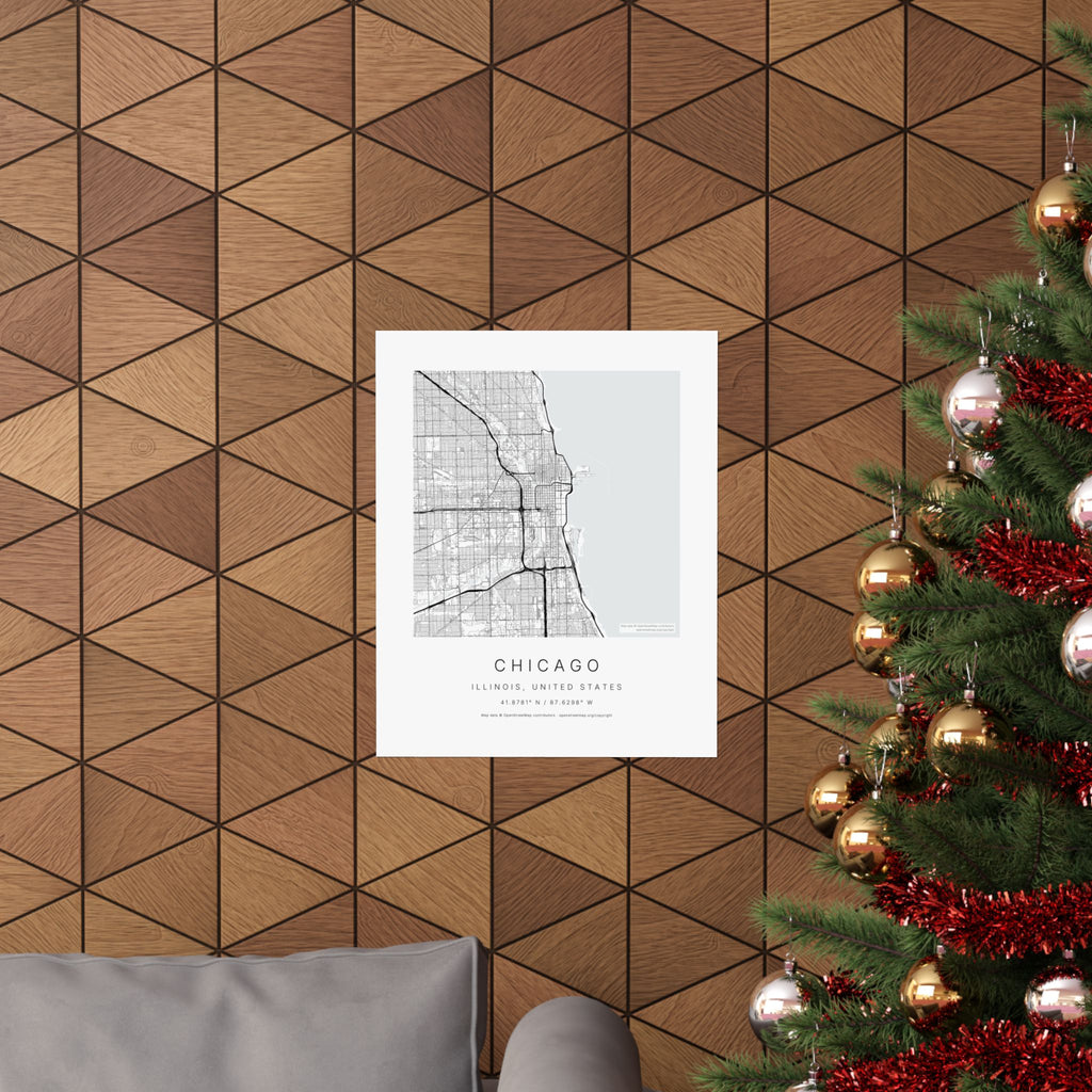 Chicago, Illinois City Map Print — Minimalist Street Map Wall Art