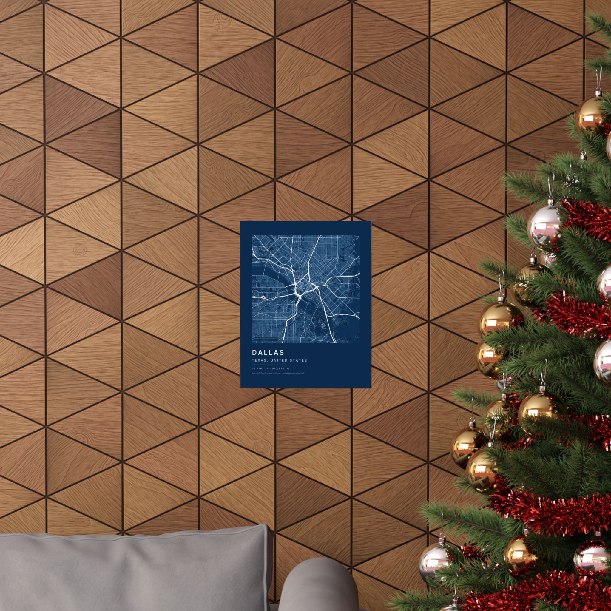 Dallas, Texas City Map Print — Blueprint Navy Street Map Wall Art