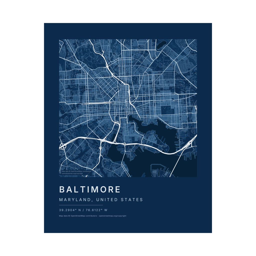 Baltimore, Maryland City Map Print — Blueprint Navy Street Map Wall Art