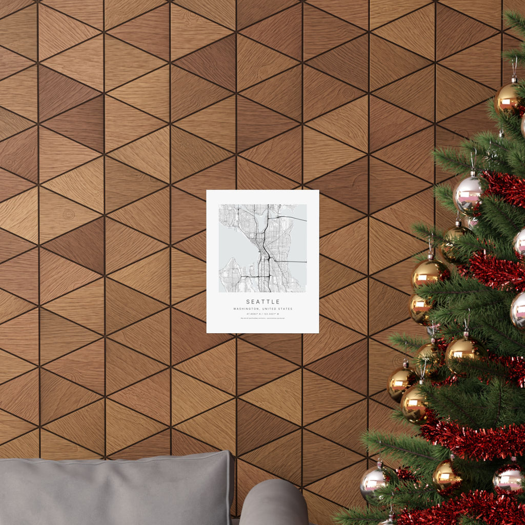 Seattle, Washington City Map Print — Minimalist Street Map Wall Art