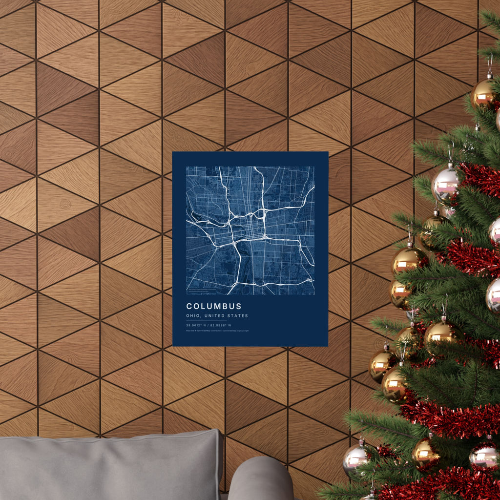 Columbus, Ohio City Map Print — Blueprint Navy Street Map Wall Art