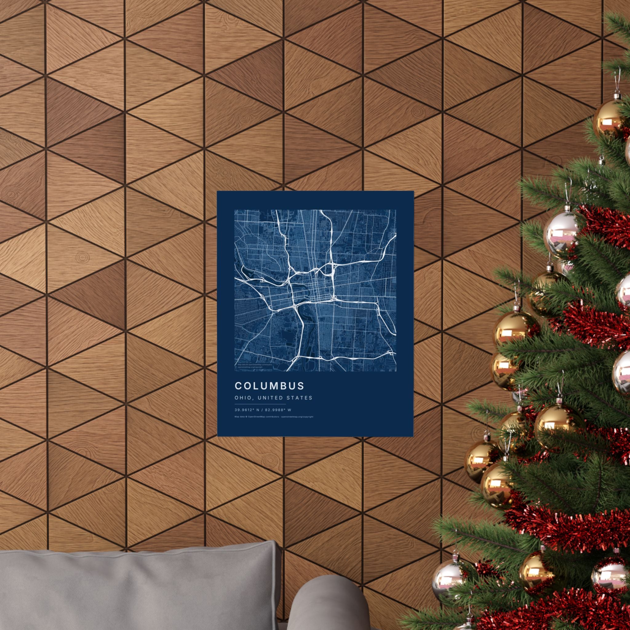 Columbus, Ohio City Map Print — Blueprint Navy Street Map Wall Art