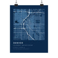 Denver, Colorado City Map Print — Blueprint Navy Street Map Wall Art