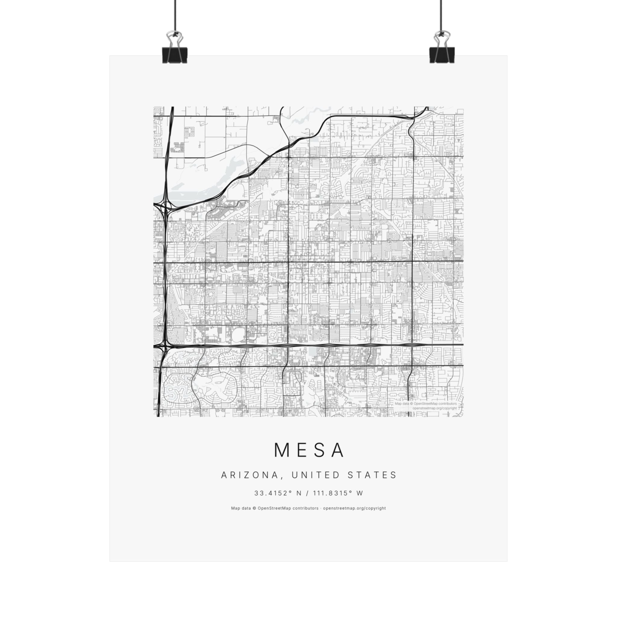 Mesa, Arizona City Map Print — Minimalist Street Map Wall Art