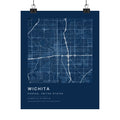 Wichita, Kansas City Map Print — Blueprint Navy Street Map Wall Art
