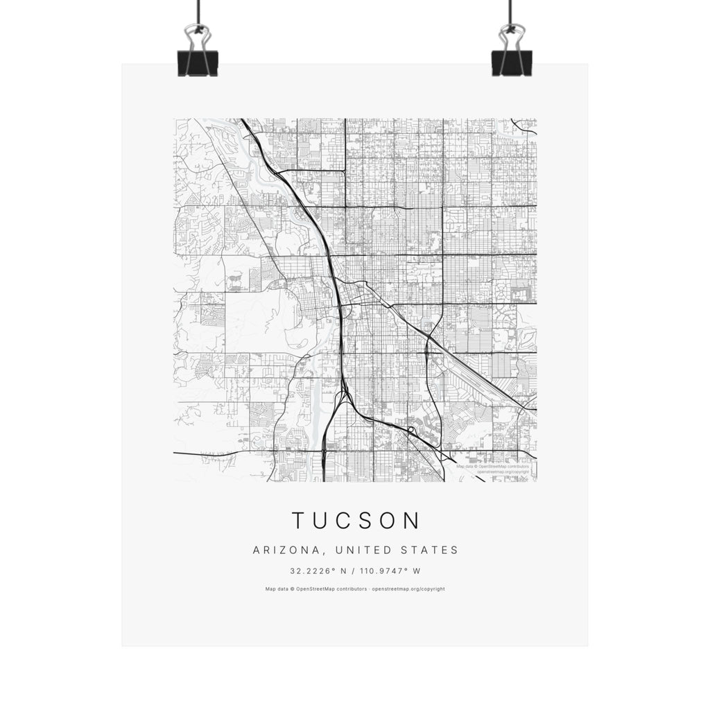 Tucson, Arizona City Map Print — Minimalist Street Map Wall Art