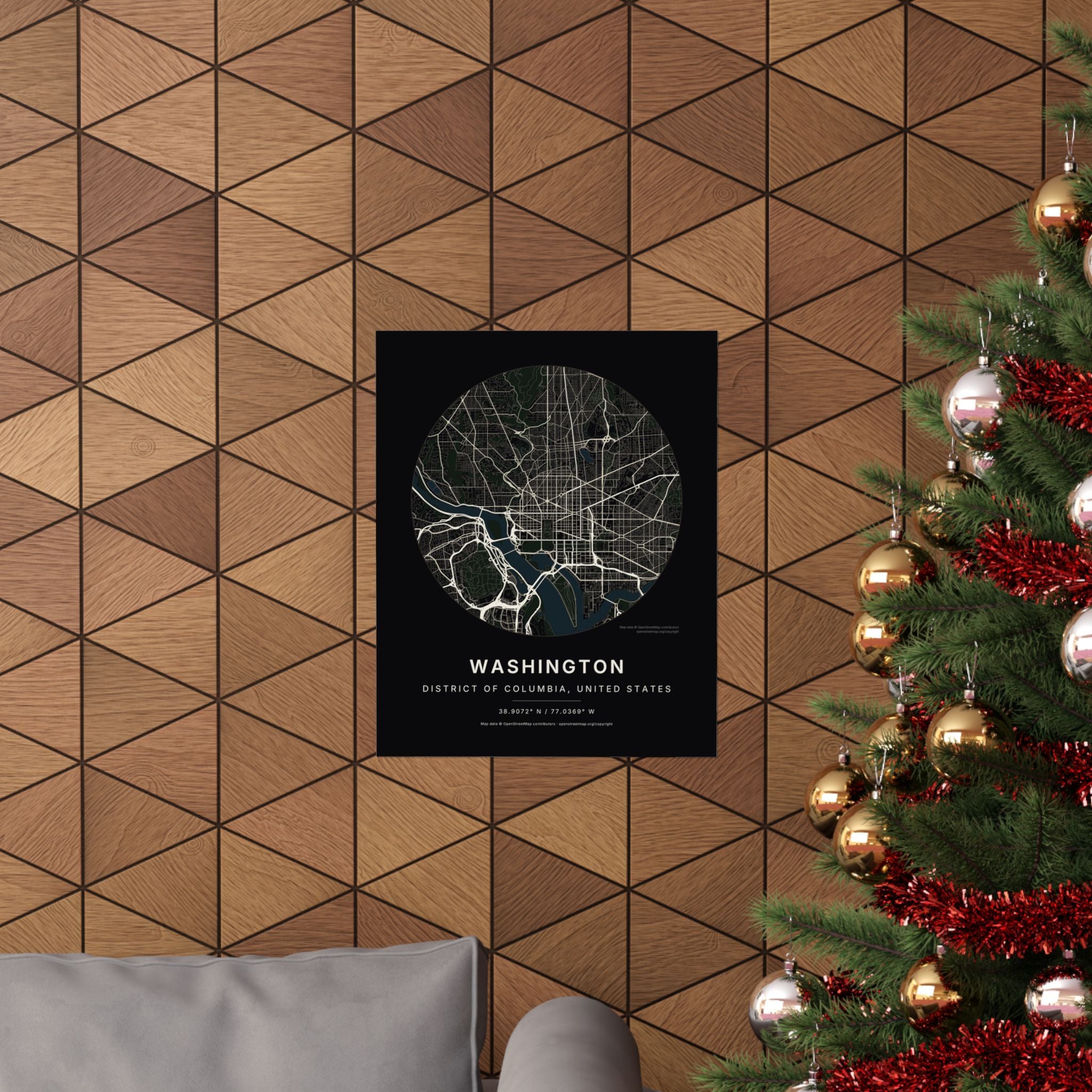 Washington, District of Columbia City Map Print — Noir Black Street Map Wall Art